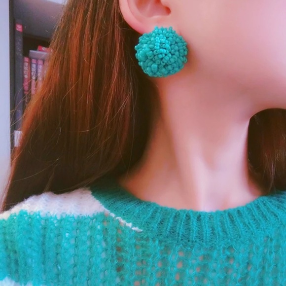 Red Seed Bead Earrings - Picture 2 of 4